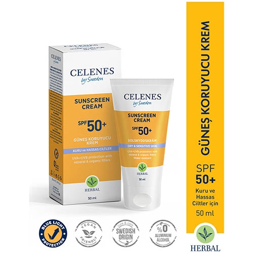 Celenes Herbal Güneş Kremi Kuru ve Hassas Ciltler 50 Spf 50 ml