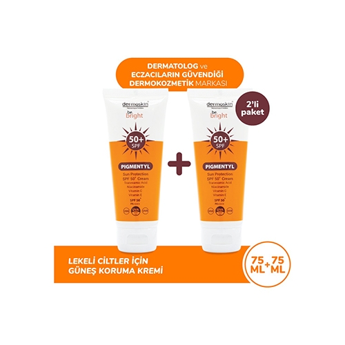 Dermoskin Be Bright Pigmentyl Güneş Koruyucu SPF 50+ Krem 75 ml - 2’li