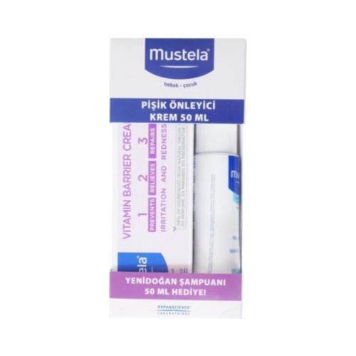 Mustela Vitamin Barrier 1.2.3 Pişik Kremi 50 ml + Yenidoğan Şampuan 50 m