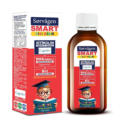 Sorvagen Smart Kids Sıvı Form - Sitikolin Dha Omega 3 Norveç Balık Yağı ve B12 - 150 ml